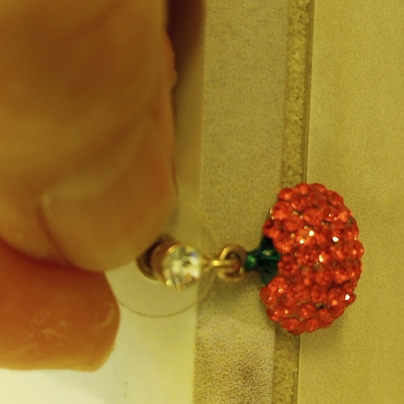 Halloween Bling Pumpkin Earrings - Picture 3 of 3